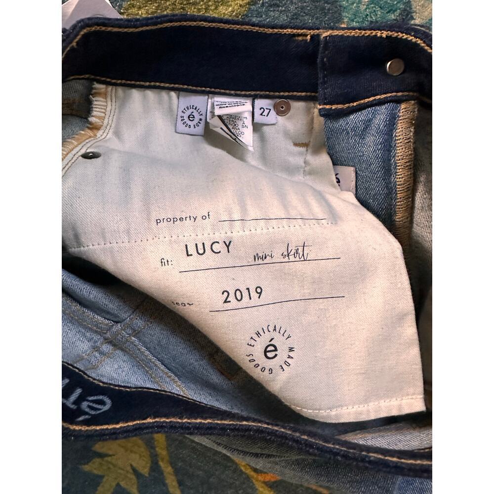 NWT Etica Lucy Two-Tone Denim Mini Skirt Size 27 - Picture 7 of 8